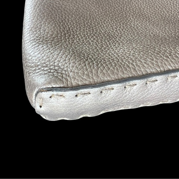 Fendi Platinum Pebbled Leather Messenger Bag with Logo Strap - Picture 6 of 9